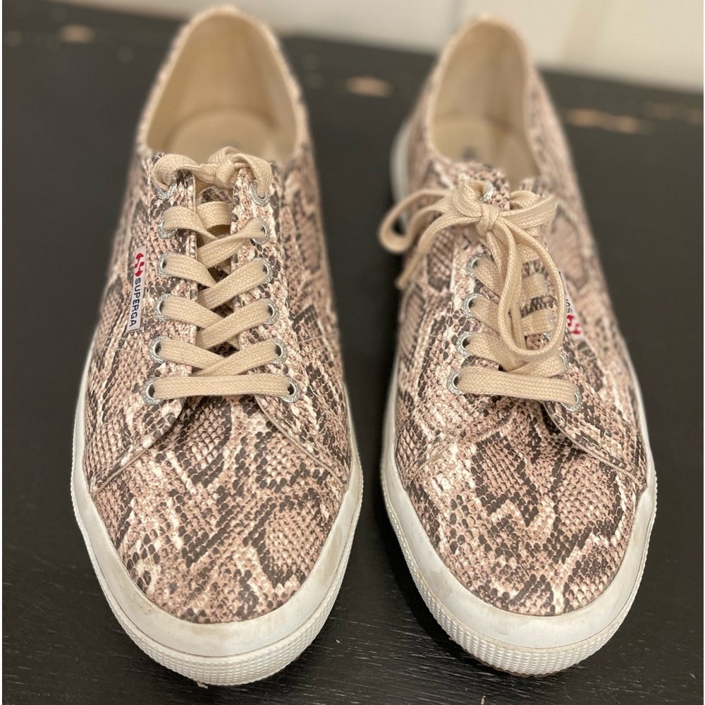 Superga 2750 beige snakeskin lace up sneaker